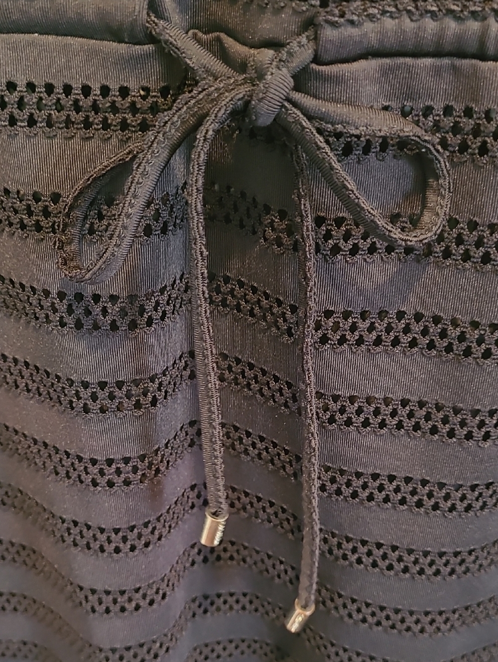 Calvin Klein Black Striped V-Neck Tunic with Drawstring Swim Cover Size S/M - Picture 4 of 9